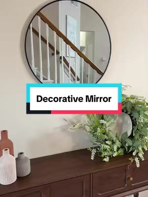 If you’ve been looking for an affordable decorative mirror, grab this one from @Sweetcrispy Plus . This is the 24” black rim. Absolutely stunning! #decorativemirror #modernfarmhouse #entrywaydecor #mirror #affordabledecor 