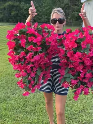 Artificial hanging flower baskets. Comes with flowers and hanging basket! #flowerbasket #artificialflowers #hangingflowers #creatorsearchinsights #julyflower 