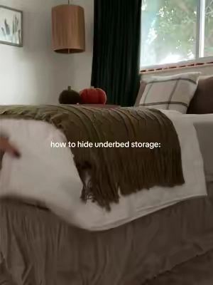 the bob trend: bedskirt edition ✨  if you’be got an ugly bed frame or underbed storage, a bedskirt is the best trick- works for every season, no lifting necessary, and easily transforms your space while keeping the mess out of sight #fyp #bedskirt #storage #organization #falldecor 