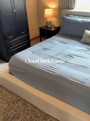 So happy I found this cloud bed frame 🤍☁️ #cloudbedframe #cloudbed #bedframe #upholsteredbedframe #bedroomfinds 