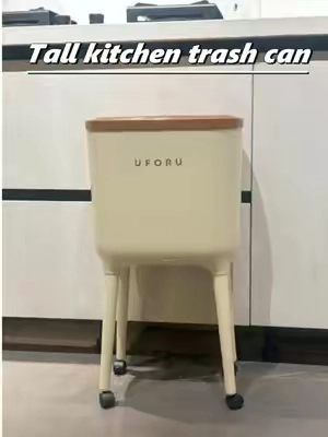 The wheeled trash bin glides smoothly across floors.#tiktokshop #trashcan #Home #tall #kitchen 