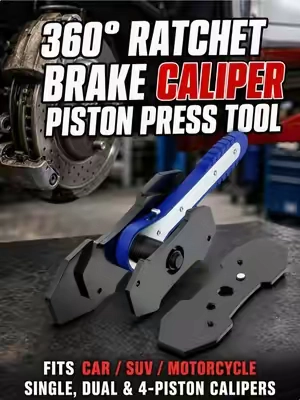 Pushing back caliper pistons is the hardest brake job step. Never hammer and damage your parts. This ratchet caliper tool works for single, dual & 4-piston calipers with even pressure. Great for mechanics and DIY car owners. Link in video to grab yours!#CarDIY #MechanicTools #BrakeReplacement #CaliperTool #AutoRepair 