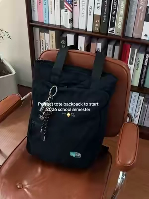 Your go-to tote backpack for back to school 2026🖤✨#bagsmart #backtoschoolhaul #tiktokshopbacktoschool #schoolbackpack #schoolbag 