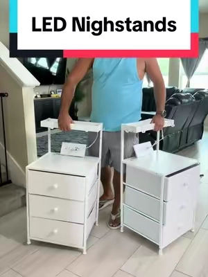 These Nighstands are affordable and have LEDs and a power station! #nightstand #bedroomfurnitureset #raybee #raybeefurniture 