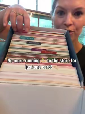 110 all occasion card box is soo genius… No more running to the store for just one card!! 👏🏼  #thankyoucards #birthdaycards #cards #cardbox #homefinds 