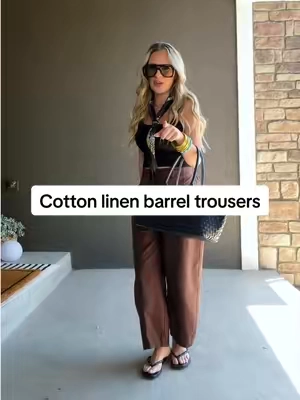 Replying to @Sarah | Fashion & Lifestyle💫  5’2” 110# 27.5 ”waist 37.5” hips Sz:XS If you’re petite, barrel leg pants can be hit or miss—but these get the proportions right. The cotton linen blend gives them more structure and less upkeep than traditional linen, so they’re just as easy to dress up for work as they are to wear casually on the weekend.  #LinenPants #PetiteStyle #TikTokShopCreatorPicks #trousersoutfit #TikTokShopBacktoSchool @TanmingFashion thank you for gifting this to try 