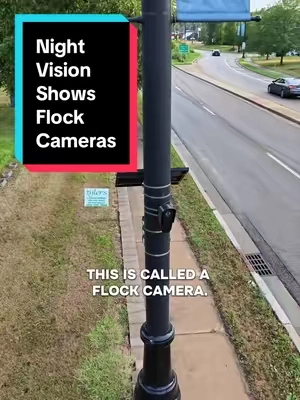 A flock camera can be seen taking pictures through infrared night vision binoculars! #nightvision #nightvisionbinoculars #infrared #flockcamera #flockcameras 