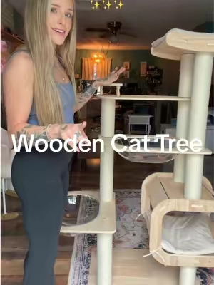If you’re tired of ugly carpeted cat trees, this one is a nice upgrade. #cattree #woodencattree #tiktokshopcreatorpicks 