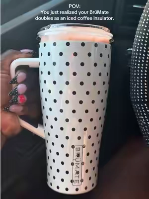 Proof that my BrüMate isn’t just for water 🫠 it stepped in when I forgot my Frost Buddy. 🤍 #brumateera #brumate #polkadot #insulatedtumbler #icedcoffee 
