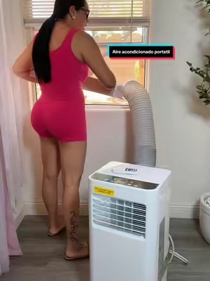 Aire acondicionado portátil ZAFRO - Sistema silencioso 4 en 1 con ventilador, deshumidificador, control remoto, modo de suspensión, temporizador de 24 horas, temperatura de 62 °F a 86 °F, filtro lavable, 13.4 x 11.8 x 27 pulgadas para dormitorio, cocina, hasta 450 pies cuadrados.#tiktokshopcreatorpicks #tiktokshopsummersale #aireacondicionado #aireportatil #Home