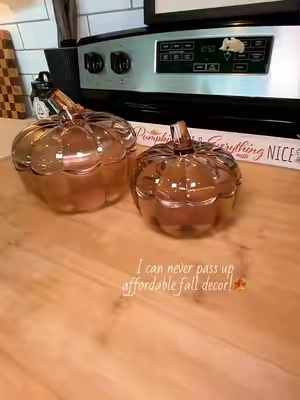 The Umber color is even more beautiful in person! @QVC, Inc #falldecor #glasspumpkin #pumpkindecor 