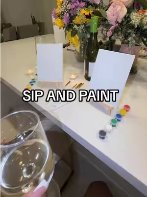 🍷🎨Date Night at home 📍🏡 #sipandpaint #GameNight #datenight 