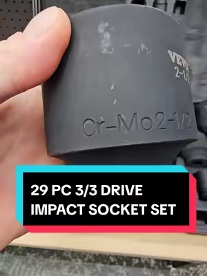 VEVOR 29 PC 3/4 DRIVE IMPACT SOCKET SET, 6 POINT. CRO-MO SOCKETS, FROM 3/4" - 2-1/2", IN A CASE. #impactsocket #tools  #socketset #vevor #tiktokshopcreatorpicks @Haidee_Collab @VEVOR Store @CreatorCollab_Mabel 