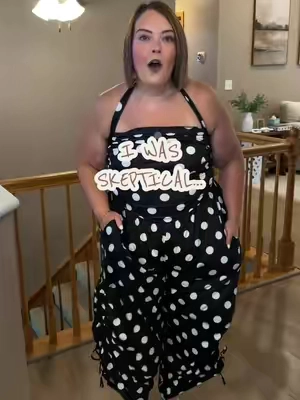 I was so skeptical and for WHAT because this jumpsuit from @Fisoew Clothing Co. so much! #fisoew #jumpsuitoutfit #plussizeoutfit #plussizejumpsuit #polkadotoutfit 