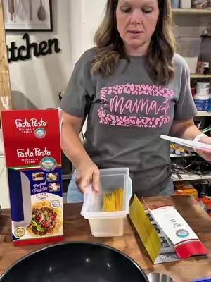 Make perfectly cooked pasta without the oversized pot or messy boil-overs! The Original Fasta Pasta Microwave Cooker lets you measure, cook, drain and serve pasta in one convenient container. Its built-in strainer and vented lid make preparing spaghetti, noodles, macaroni and more quick and easy. Perfect for busy families, dorm rooms and fast weeknight meals. #easymeals #pasta #kitchengadgets #tiktokshopsummersale #tiktokshopcreatorpicks 