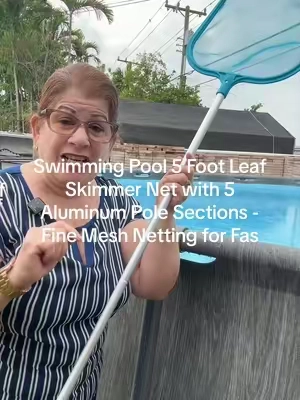 Swimming Pool 5 Foot Leaf Skimmer Net with 5 Aluminum Pole Sections - Fine Mesh Netting for Fas#paratiiiiiiiiiiiiiiiiiiiiiiiiiiiiiii #TikTokShopp #tiktokshopsummersale 