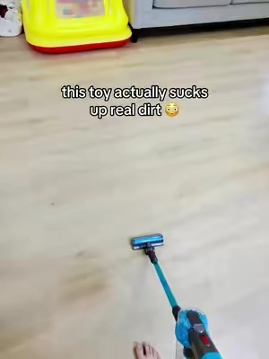 this mini vacuum actually picks up real dirt so your toddler can finally “help” clean without touching your real one, comes with 4 attachments plus lights and sounds that keep them busy for hours  #kidstoys #toddlermom #pretendplay #giftsforkids #vacuumcleaner 