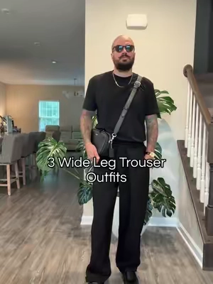 Wide Leg Trousers Outfit Inspo! #widelegtrousers #pleatedtrousers #mensfashioninspo #mensfashion #baggytrousers 