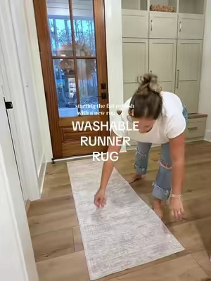 Starting the fall refresh with a new rug because even one simple change can make everything feel a little warmer and cozier. 🍂 This washable nonslip runner rug is perfect for adding that soft, neutral fall look to a hallway, kitchen, entryway, or laundry room without completely changing your decor. The low-pile design is easy to style in high-traffic areas, the nonslip backing helps it stay in place, and it’s machine washable when everyday messes happen. If you’re looking for an easy fall home decor update that’s both pretty and practical, a neutral washable runner rug is such a good place to start. #WashableRug #fallready #homedecorideas #arearug #homedecorfinds @Art&Tuft Rugs 