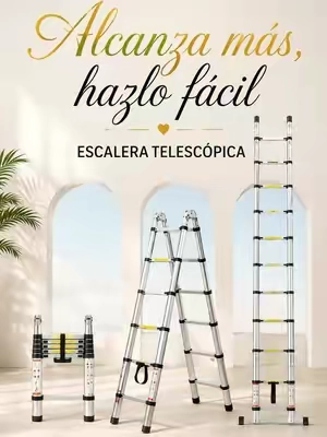 Escalera telescópica de aluminio con altura ajustable y diseño plegable. Ideal para trabajos en casa, garaje o exteriores, se guarda fácilmente y ofrece diferentes configuraciones para adaptarse a distintas tareas. #TelescopicLadder #HomeImprovement   #VEVORSuperBrandDay #TikTokShopBackToSchool #tiktokshopcreatorpicks 
