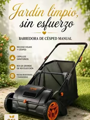 Mantén tu jardín limpio de forma práctica con esta barredora manual para césped. Recoge hojas, recortes de pasto y pequeños residuos mientras avanzas, gracias a sus cepillos giratorios y bolsa recolectora de gran capacidad. #LawnSweeper #YardCleanup #GardenTools #TikTokshopbacktoschool #tiktokshopcreatorpicks 