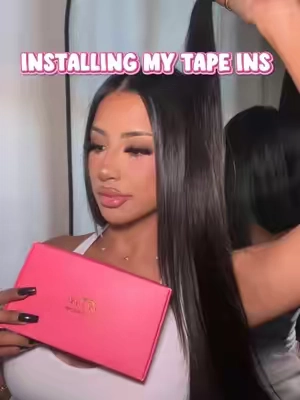 IN LOVE 💗🥹 @googoohair_tiktok #tapeinextensions #googoohairextensions #makeup #hairtutorial #lashclusters 