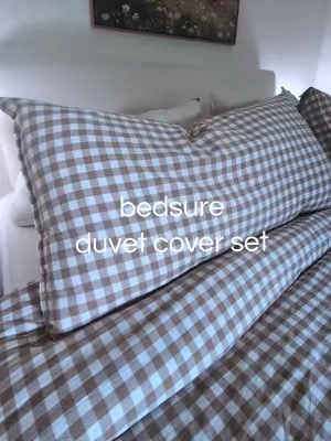 Fall bedroom goals right here! This 3pc Duvet cover set is so soft, 100% cotton, and washable. @Bedsure US Local #duvet #duvetcover #bedding #gingham #beddingset 