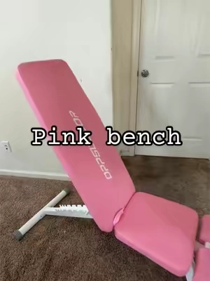 Replying to @firealarm0110 This has easily become one of my favorite pieces of workout equipment. It’s comfortable, stable, supports up to six hundred sixty pounds, and works for so many different exercises. I also love that it folds down for storage, so I don’t have to dedicate an entire room to my home gym. @OPPSDECOR  #foldableworkoutbench #pinkworkoutbench #homegymbench #homegymsetup #strengthtraining 