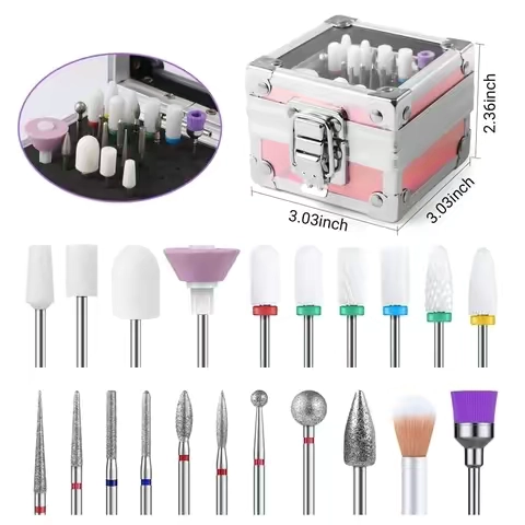 The nail drill bit set includes 6pcs ceramic nail file bits, 8pcs diamond carbide drill bits, 5pcs basic nail drill Bits, 1pcs cleaning brush, and 1pcs long cleaning brush.😍 Check my shop to get it! #melodysusie #nailtools #drillbit #nailtech #nailsalon 