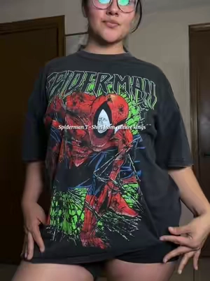 Wearing a size large 🖤 #culturekings #graphictshirt #spidermanshirt #graphictee #pumpcover 