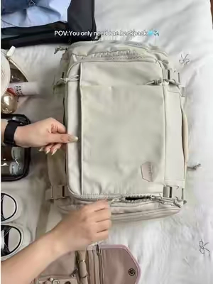 My go-to backpack for 2–3 day trips. ✈️ It fits clothes, toiletries, my laptop, and all the little travel essentials—without feeling bulky. Just pack it and go. #travelbackpack #weekendtrip  #travelessentials #packwithme #bagsmart 