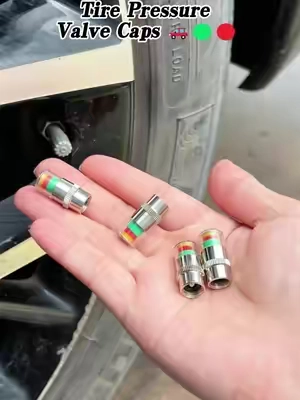 Replace your current valve caps with ones that have a built-in pressure monitoring system! 🚗🔴🟢 #tiktokmademebuyit #cardriving #tips #carknowledge #driving