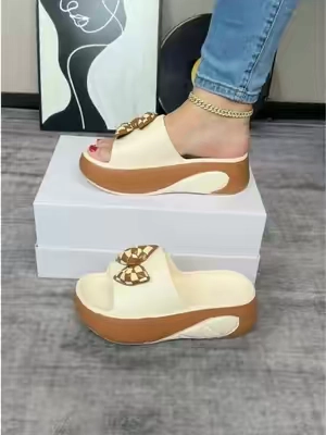 Cute bowknot chunky sandal slides#chunkyslippers #sliponshoes #chunkyslippers #summershoes #summersales 