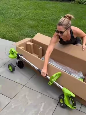 The most soothing yard cleanup ever! Watch this 21V cordless beast eliminate overgrown weeds in seconds.#gardenhacks #lawnmower #lawncare 