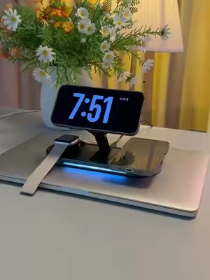 Feel The Quality! Premium Multi-Device Charging Station #wirelesscharger #TechGadgets #nightstandessentials #chargingstation #desksetup 