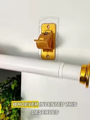 Stop damaging your wall to hang curtains! Watch this game changer! #hook#curtainrodholder#discount #tiktokshopbacktoschool #nodrill  