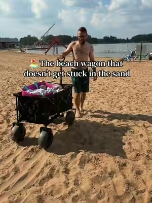 If you’ve ever dragged a wagon through soft sand, you know the struggle. 😅 These balloon wheels glide over the beach so much easier, making trips with kids, coolers, and all the gear way less exhausting. ☀️🏖️ #beach #beachmusthaves 
