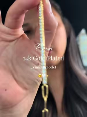& tarnish resistant 🥰 #pavoi #tennisbracelet #14kgoldplatedjewelry #trending  Gold jewelry, gold bracelets, cute gold jewelry, tennis bracelet 