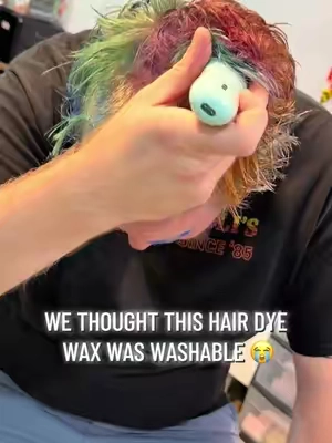 He only agreed to let me do it because he was shaving his head after 🤣 #hairwax #hairdyewax #hairdyetransformation #hairdye 