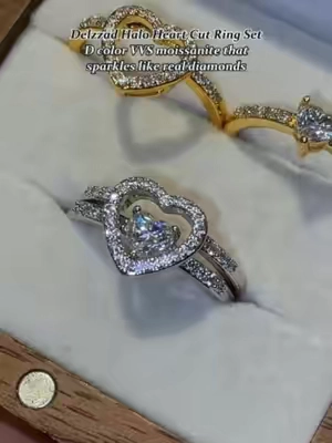 Delzzad Halo Heart Cut Ring Set D color VVS moissanite that sparkles like real diamonds#delzzad #moissanite #ring #TikTokShopSummerSale #moissanitering