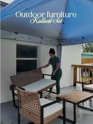 Set de patio de metal y rattan para exterior @PHIVILLA Home #Outdoors #patiodesign #phivilla #outdoorpatiofurniture 