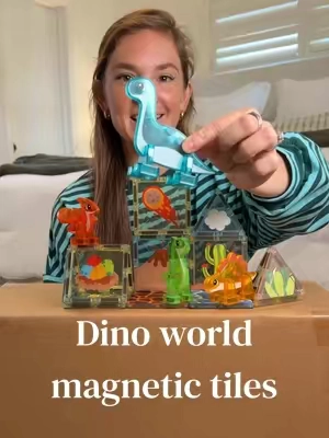 Every dinosaur-loving kid needs these magnetic tiles 🦖 From volcanoes to dino habitats, the themed pieces make every build more exciting than the last!! @Geomagworld #dinosaur #dinosaurtoy #dinosaurtoys #magnetictiles #toddlertoys 