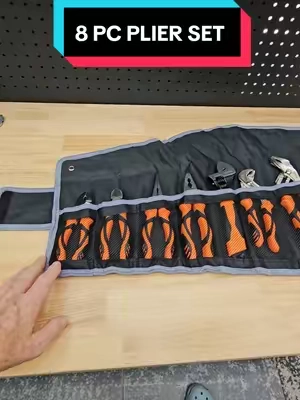 VEVOR 8 PC PLIER SET, NICE ERGONOMIC SLIP RESISTANT HANDLES, HIGH HARDNESS, PLIERS, SIDE CUTTERS, LINEMAN PLIERS, ADJUSTABLE WRENCH AND 3 CHANNEL LOCKS IN A ROLL UP POUCH. #plierset #pliers #tools #backtoschool #tiktokshopcreatorpicks @Haidee_Collab @VEVOR Store @CreatorCollab_Mabel 