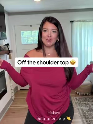 Thank you Halara for a built in bra 👏👏 #halara #halaraglam #builtinbra #offtheshoulder #athleticwear 