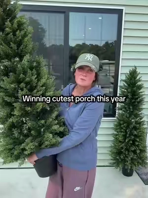 The best outdoor trees for your porch or wherever!! I love that they don’t shed all over! #frontporch #christmas #homedecor #christmastree #tiktokshopcreatorpicks 