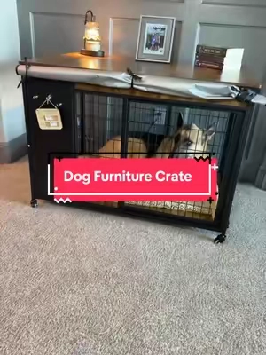 This furniture-style dog crate combines a sturdy metal frame with thoughtful features for everyday use. The roll-down privacy shade gives your dog a calmer, more enclosed space, while the feeding reminder helps everyone keep track of meals. It also includes front and side access, locking wheels, a solid easy-clean floor, and a usable tabletop that blends into the room. #DogCrateFurniture #DogCrate #PetFurniture #DogOwner #TikTokShop
