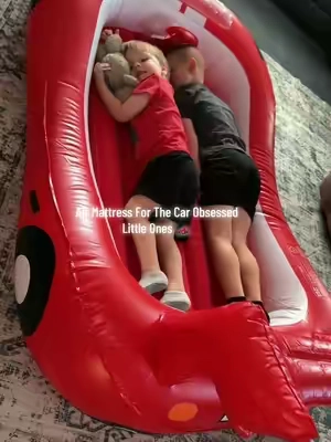 This is the cutest inflatable air mattress for the kiddos! Inflatable race car air mattress!! How perfect! 