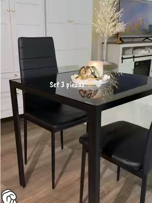 Set 3 piezas ✨mesa y 2 sillas perfecto para espacios pequeños 🤍👆#table #dinning #kitchen #black #chair 