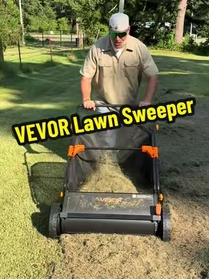 Clean Up the Yard Fast with the VEVOR Push Lawn Sweeper! #lawnsweeper, #vevor, #yardwork, #lawncare, #tiktokshopcreatorpicks 