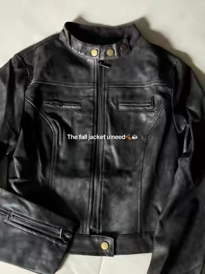 Love this leather jacket, can’t wait for cute lil fall outfits 🍁#jacket #falljackets #leatherjacket #coat #zipupjacket 